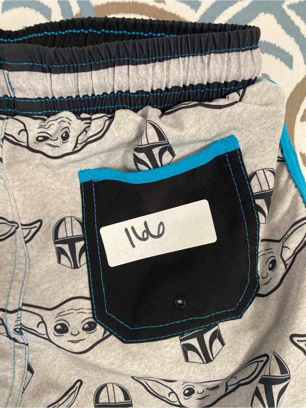 Star Wars Gray Tee with Teal Accent and Grogu Print